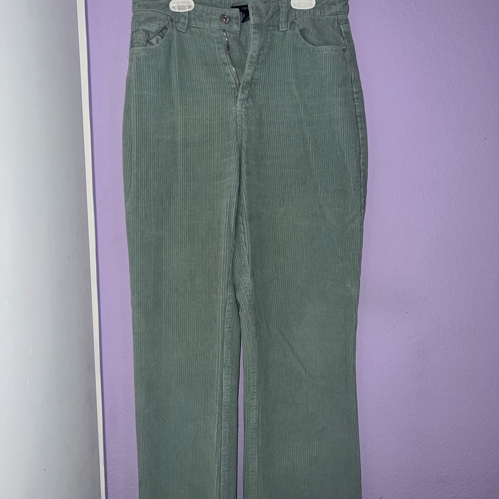 Forever 21 Sage Green Corduroy Straight Leg Jeans